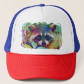 Rainbow raccoon Trucker Hat Pet (Voorkant)