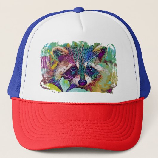 Rainbow raccoon Trucker Hat Trucker Pet (Voorkant)
