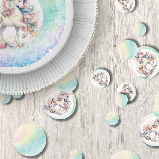 Rainbow Radiant Pastel Unicorn Party Confetti