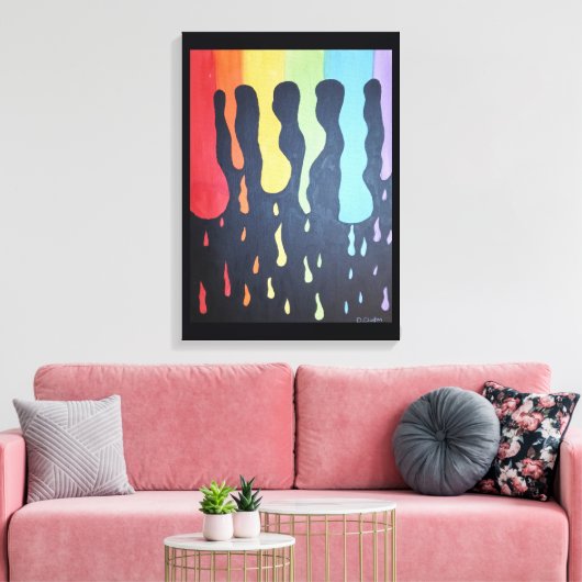 Rainbow Rain Canvas afdrukken (Insitu (Woonkamer))