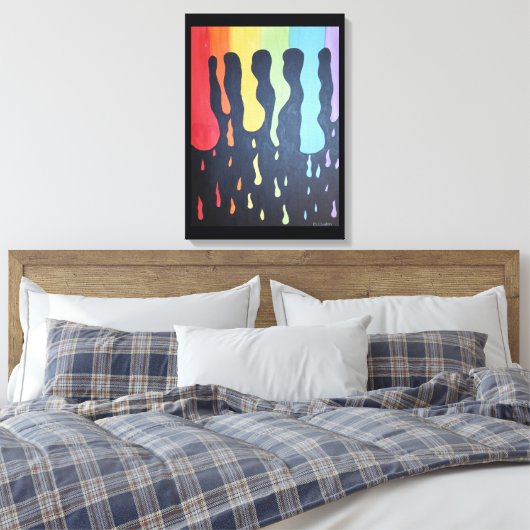 Rainbow Rain Canvas afdrukken (Insitu (Slaapkamer))
