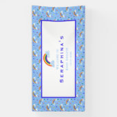 Rainbow Rain Cloud Sky Baby shower Spandoek (Verticaal)