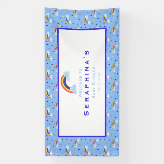 Rainbow Rain Cloud Sky Baby shower Spandoek (Verticaal)
