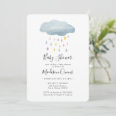 Rainbow Rain Cloud Waterverf Baby shower Kaart (Staand voorkant)