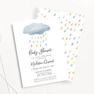 Rainbow Rain Cloud Waterverf Baby shower Kaart