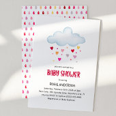 Rainbow Rain Clouds & Hearts-Baby shower Kaart