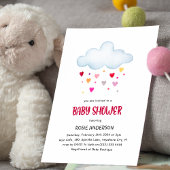 Rainbow Rain Clouds & Hearts-Baby shower Kaart