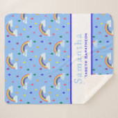 Rainbow Rain Drop Blue Sky Persoonlijke naam Sherpa Deken (Voorkant (horizontaal))