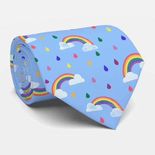 Rainbow Rain Drops Stropdas (Opgerold)