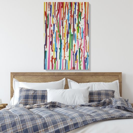 Rainbow Rain Paint Drip Canvas Afdruk (Insitu (Slaapkamer))