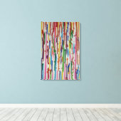 Rainbow Rain Paint Drip Canvas Afdruk (Insitu (Houten vloer))
