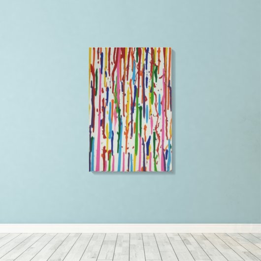 Rainbow Rain Paint Drip Canvas Afdruk (Insitu (Houten vloer))