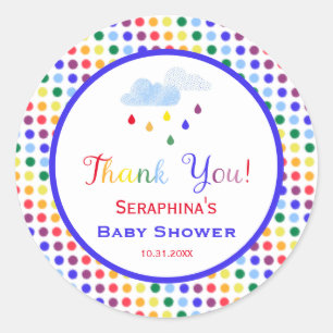 Rainbow Rain Storm Clouds Baby shower Hartelijk da Ronde Sticker
