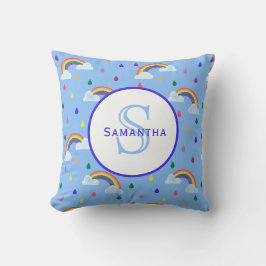 Rainbow Rain Storm - Gepersonaliseerd monogram Kussen
