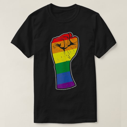 Rainbow Rainbow Rainbow Rainbow Fist Gay Pride Fla T-shirt (Design voorkant)