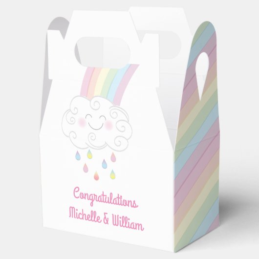 Rainbow Raindrop Baby shower Sprinkle Bedankdoosjes (Geopend)