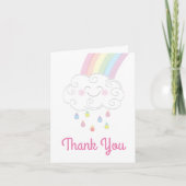 Rainbow Raindrop Baby shower Sprinkle Bedankkaart (Voorkant)