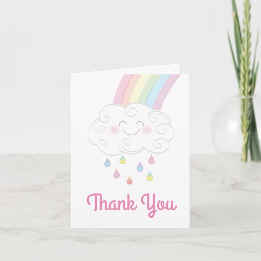 Rainbow Raindrop Baby shower Sprinkle Bedankkaart (Voorkant)