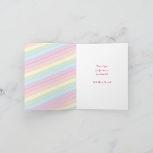 Rainbow Raindrop Baby shower Sprinkle Bedankkaart (Binnen)