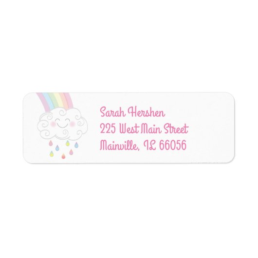 Rainbow Raindrop Baby shower Sprinkle Etiket (Voorkant)