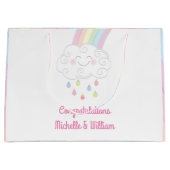 Rainbow Raindrop Baby shower Sprinkle Groot Cadeauzakje (Voorkant)