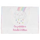 Rainbow Raindrop Baby shower Sprinkle Groot Cadeauzakje (Achterkant)