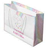Rainbow Raindrop Baby shower Sprinkle Groot Cadeauzakje (Voorkant Gekanteld)