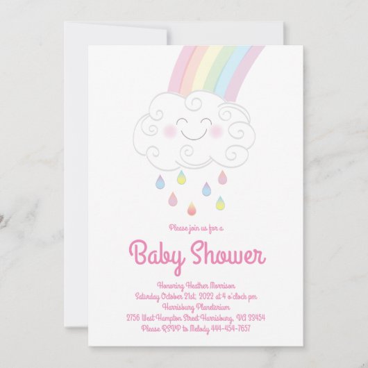 Rainbow Raindrop Baby shower Sprinkle Kaart (Voorkant)