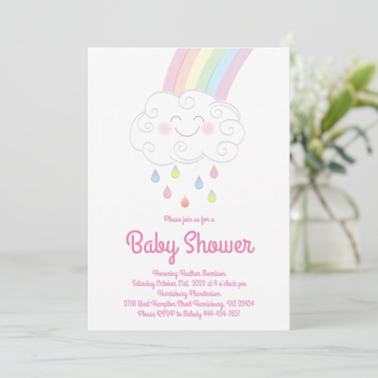 Rainbow Raindrop Baby shower Sprinkle Kaart (Staand voorkant)