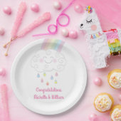 Rainbow Raindrop Baby shower Sprinkle Papieren Bordje (Feest)