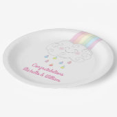 Rainbow Raindrop Baby shower Sprinkle Papieren Bordje (Gekanteld)