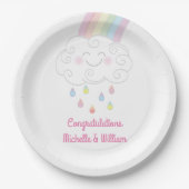 Rainbow Raindrop Baby shower Sprinkle Papieren Bordje (Voorkant)