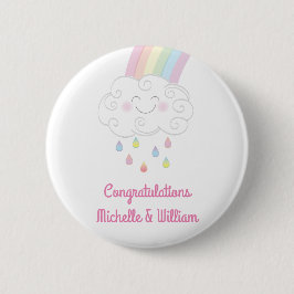 Rainbow Raindrop Baby shower Sprinkle Ronde Button 5,7 Cm