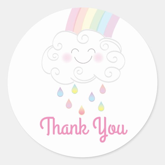 Rainbow Raindrop Baby shower Sprinkle Ronde Sticker (Voorkant)