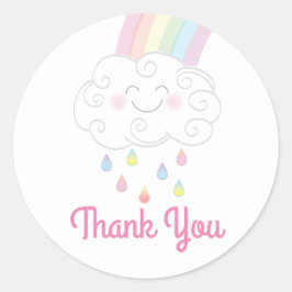 Rainbow Raindrop Baby shower Sprinkle Ronde Sticker