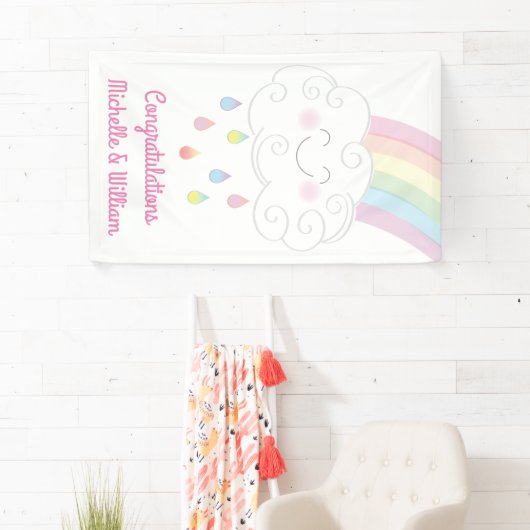 Rainbow Raindrop Baby shower Sprinkle Spandoek (Insitu)