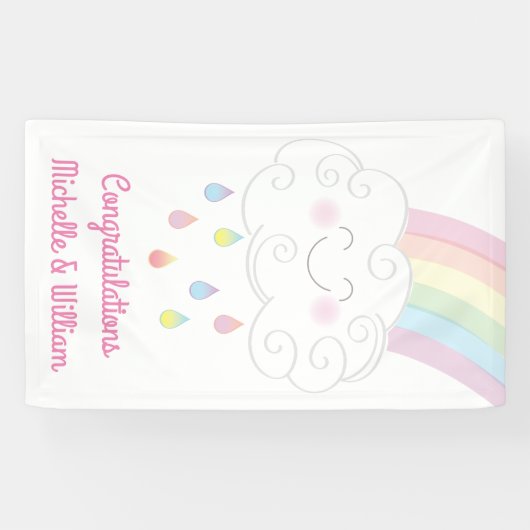 Rainbow Raindrop Baby shower Sprinkle Spandoek (Horizontaal)
