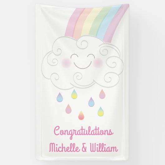 Rainbow Raindrop Baby shower Sprinkle Spandoek (Verticaal)
