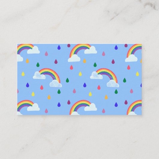 Rainbow Raindrops Baby shower Diaper Raffle Ticket Informatiekaartje (Achterkant)