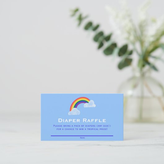 Rainbow Raindrops Baby shower Diaper Raffle Ticket Informatiekaartje (Staand voorkant)