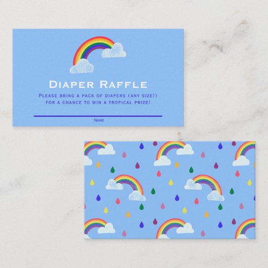 Rainbow Raindrops Baby shower Diaper Raffle Ticket Informatiekaartje (Voorkant / Achterkant)