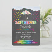 Rainbow Raindrops Baby shower Uitnodiging (Staand voorkant)