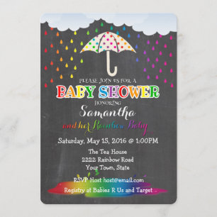 Rainbow Raindrops Baby shower Uitnodiging