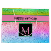 Rainbow Raindrops Monogram Verjaardag Groot Cadeauzakje (Achterkant)