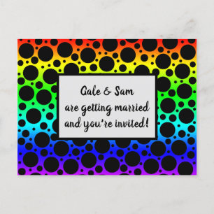 Rainbow Random Polka Dots Uitnodiging Briefkaart