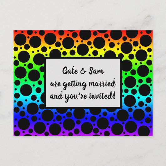Rainbow Random Polka Dots Uitnodiging Briefkaart (Voorkant)