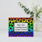 Rainbow Random Polka Dots Uitnodiging Briefkaart (Staand voorkant)