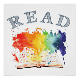 Rainbow Read Waterverf Book Nook Poster