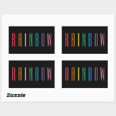RAINBOW Rechthoek Stickers / Zwart (Vel)