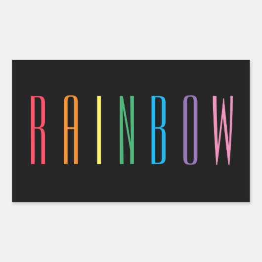 RAINBOW Rechthoek Stickers / Zwart (Voorkant)